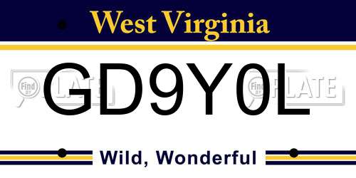 GD9Y0L West Virginia License Plate