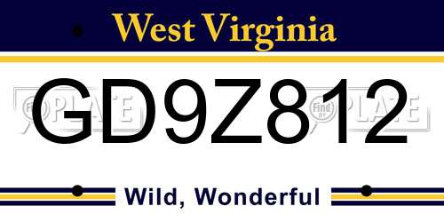 GD9Z812 West Virginia License Plate