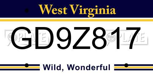 GD9Z817 West Virginia License Plate