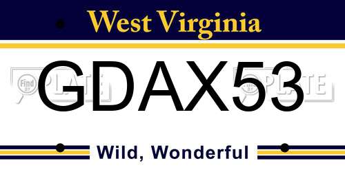 GDAX53 West Virginia License Plate