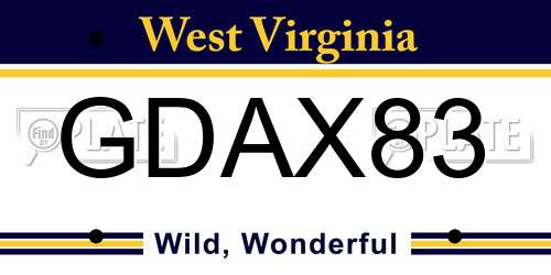 GDAX83 West Virginia License Plate
