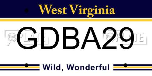 GDBA29 West Virginia License Plate