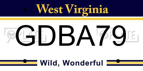 GDBA79 West Virginia License Plate