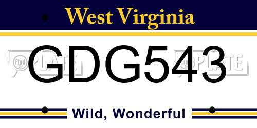 GDG543 West Virginia License Plate