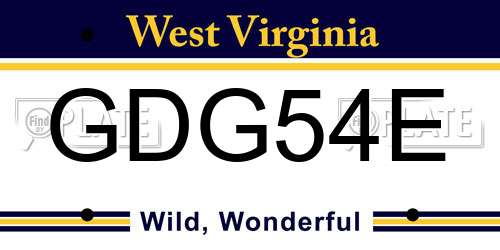 GDG54E West Virginia License Plate
