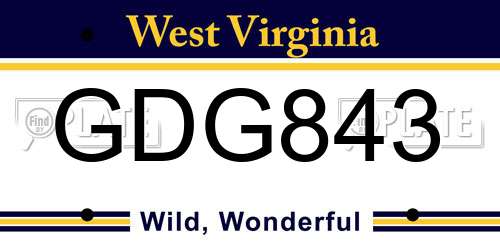 GDG843 West Virginia License Plate