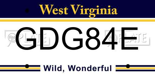 GDG84E West Virginia License Plate