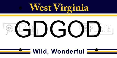 GDGOD West Virginia License Plate