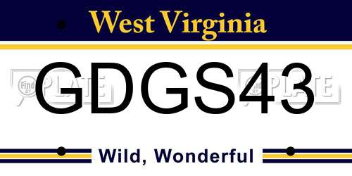 GDGS43 West Virginia License Plate
