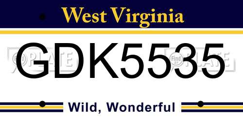 GDK5535 West Virginia License Plate