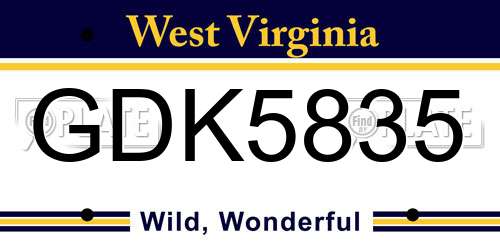 GDK5835 West Virginia License Plate
