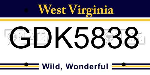 GDK5838 West Virginia License Plate