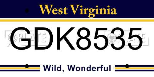 GDK8535 West Virginia License Plate