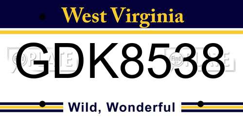 GDK8538 West Virginia License Plate