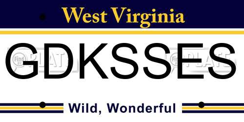 GDKSSES West Virginia License Plate