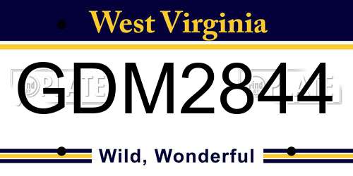 GDM2844 West Virginia License Plate