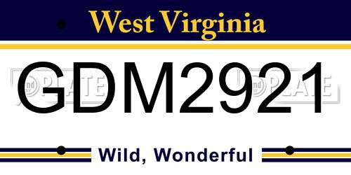 GDM2921 West Virginia License Plate