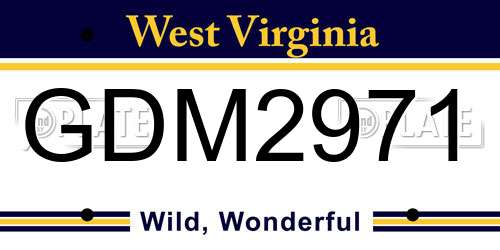 GDM2971 West Virginia License Plate