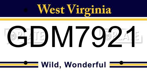 GDM7921 West Virginia License Plate