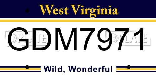 GDM7971 West Virginia License Plate