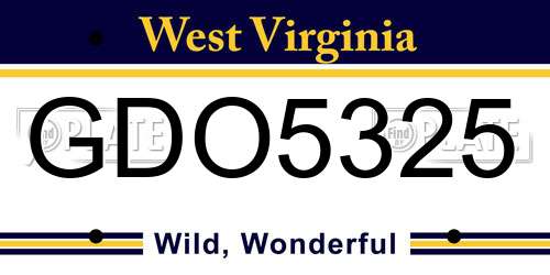GDO5325 West Virginia License Plate