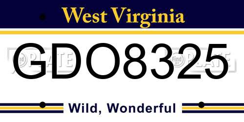 GDO8325 West Virginia License Plate