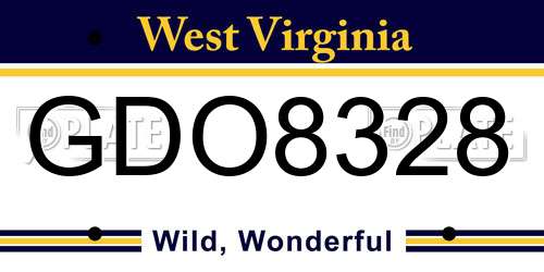 GDO8328 West Virginia License Plate