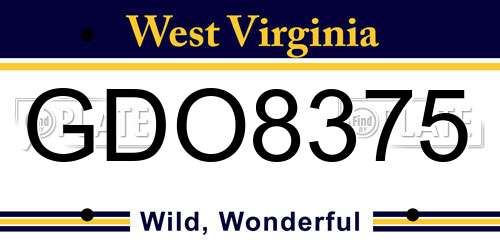 GDO8375 West Virginia License Plate