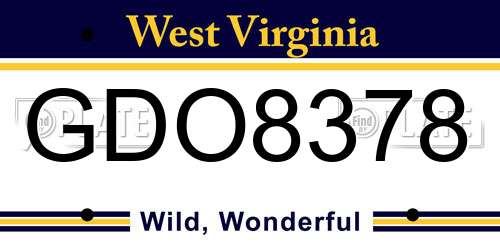 GDO8378 West Virginia License Plate