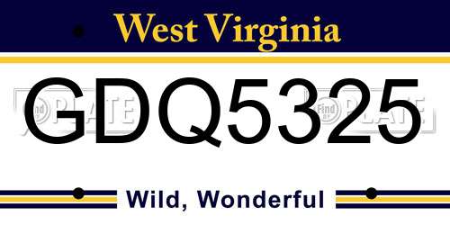 GDQ5325 West Virginia License Plate