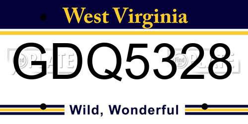 GDQ5328 West Virginia License Plate