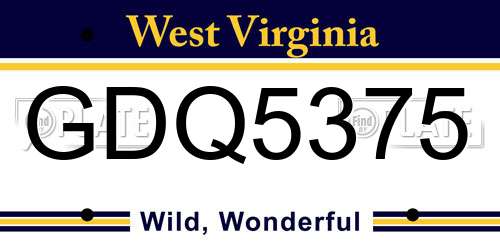 GDQ5375 West Virginia License Plate