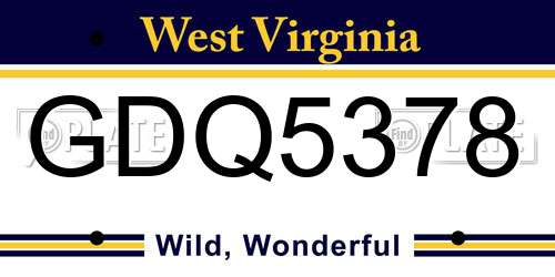 GDQ5378 West Virginia License Plate