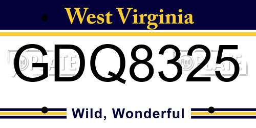 GDQ8325 West Virginia License Plate