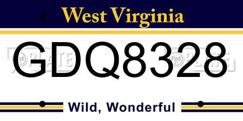 GDQ8328 West Virginia License Plate