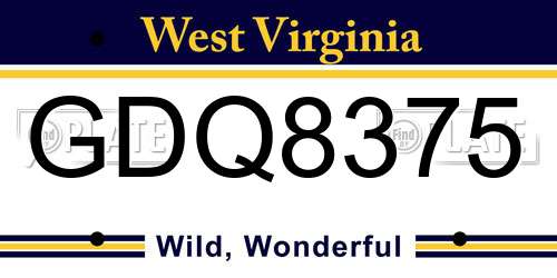 GDQ8375 West Virginia License Plate