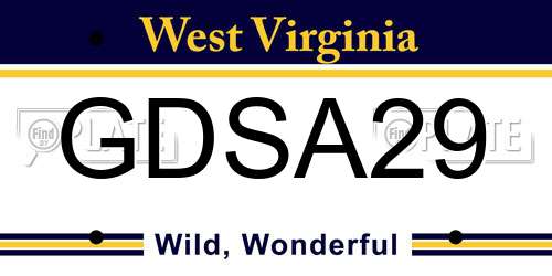 GDSA29 West Virginia License Plate