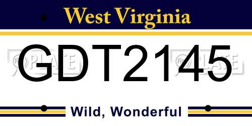GDT2145 West Virginia License Plate