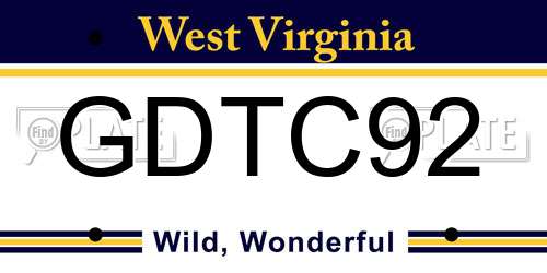 GDTC92 West Virginia License Plate