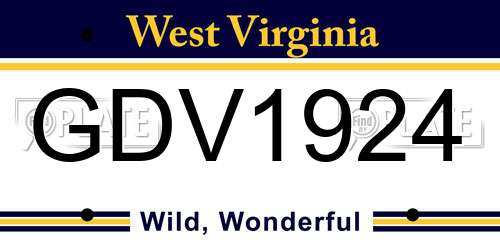 GDV1924 West Virginia License Plate