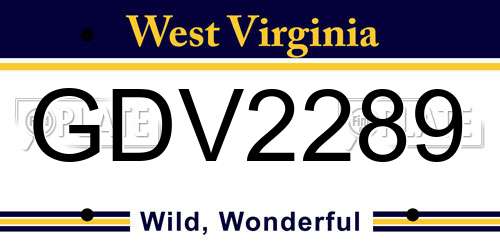 GDV2289 West Virginia License Plate