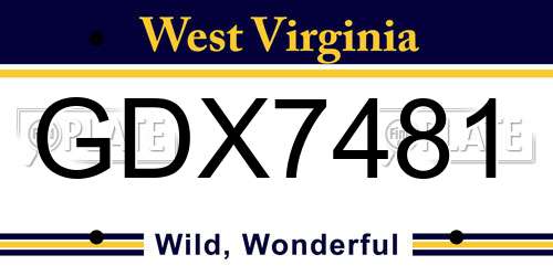 GDX7481 West Virginia License Plate