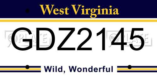 GDZ2145 West Virginia License Plate