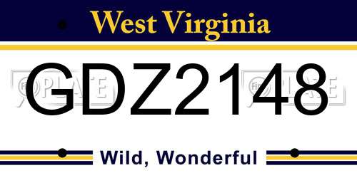 GDZ2148 West Virginia License Plate