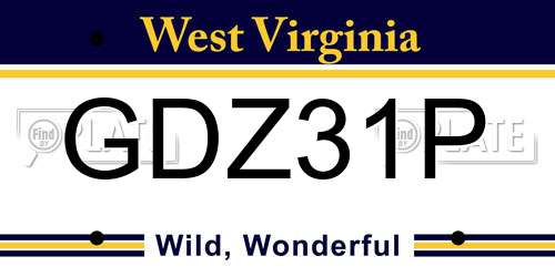 GDZ31P West Virginia License Plate