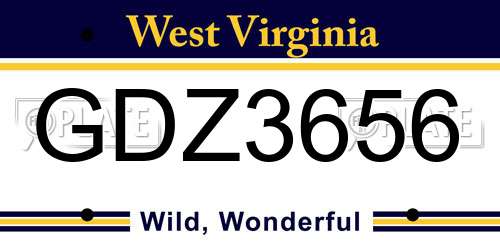 GDZ3656 West Virginia License Plate