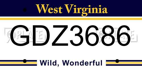 GDZ3686 West Virginia License Plate
