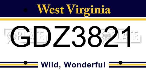 GDZ3821 West Virginia License Plate