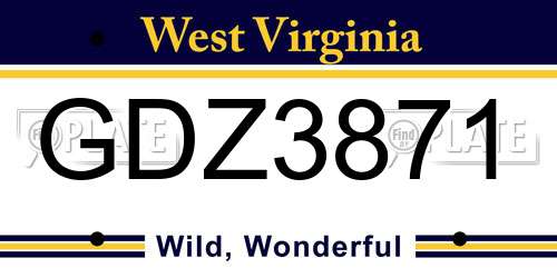 GDZ3871 West Virginia License Plate