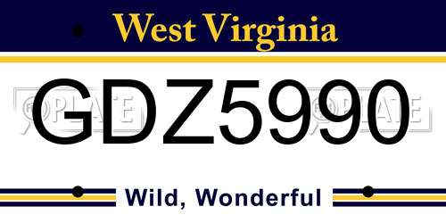 GDZ5990 West Virginia License Plate